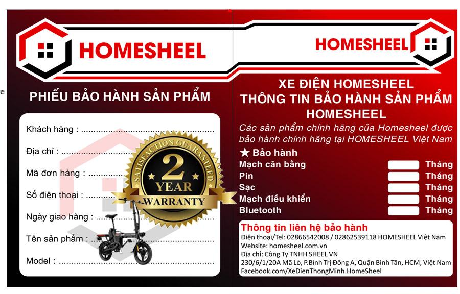 phiếu bảo hành Homesheel