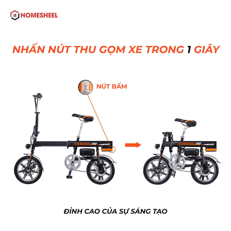 Xe đạp điện gấp gọn với một nút bấm Homesheel R6