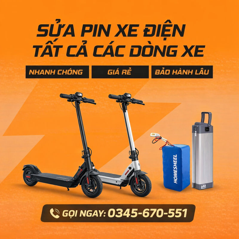 sửa pin xe điện tất cả các dòng xe homesheel uy tín thay pin lithium scooter điện
