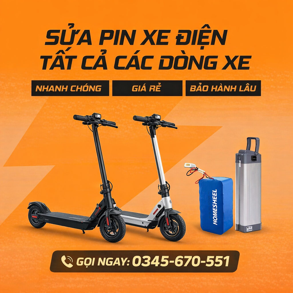 sửa pin xe điện tất cả các dòng xe homesheel uy tín thay pin lithium scooter điện