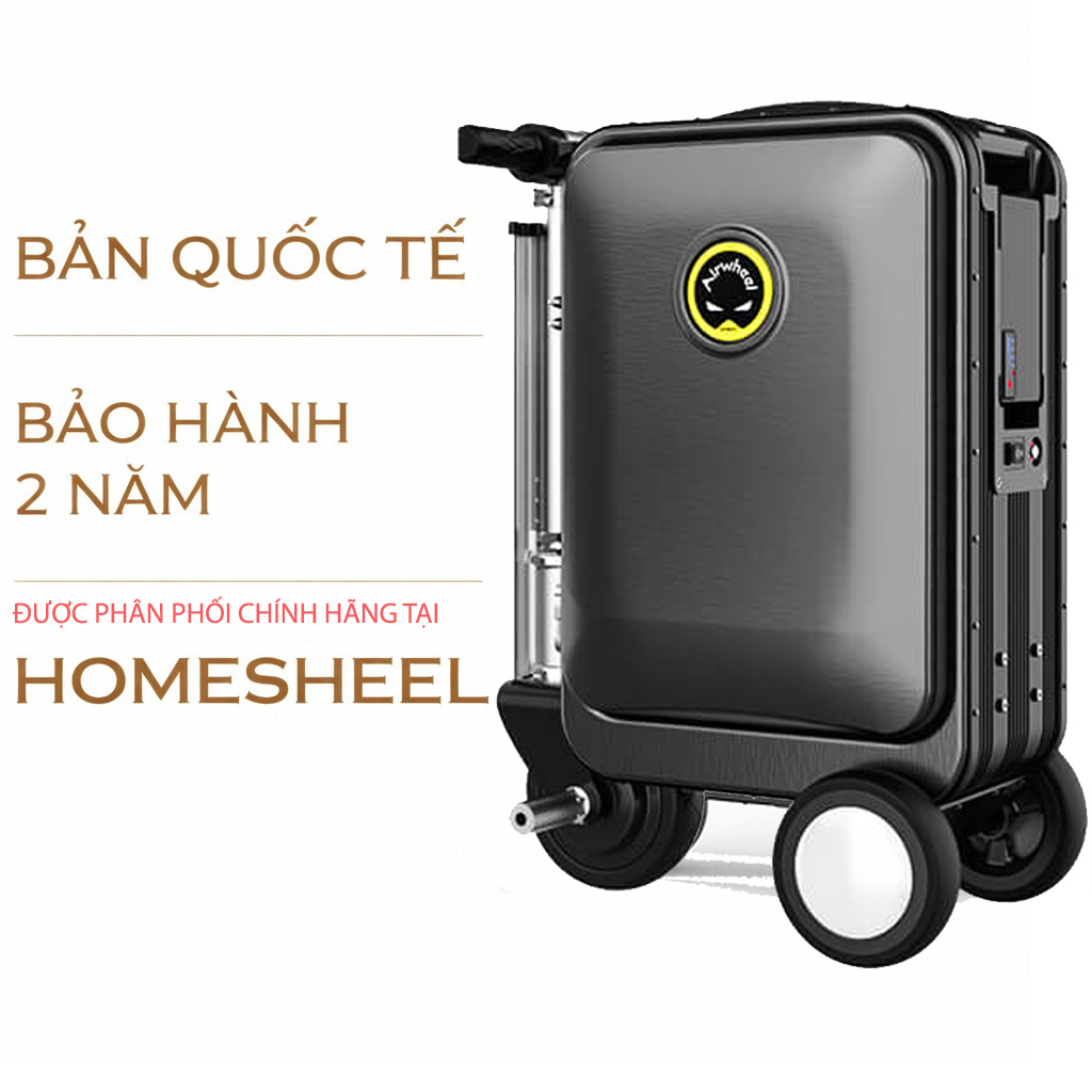 Vali điện Airwheel SE3S màu đen chính hãng HOMESHEEL – bản quốc tế, bảo hành 2 năm, thiết kế cao cấp mạnh mẽ