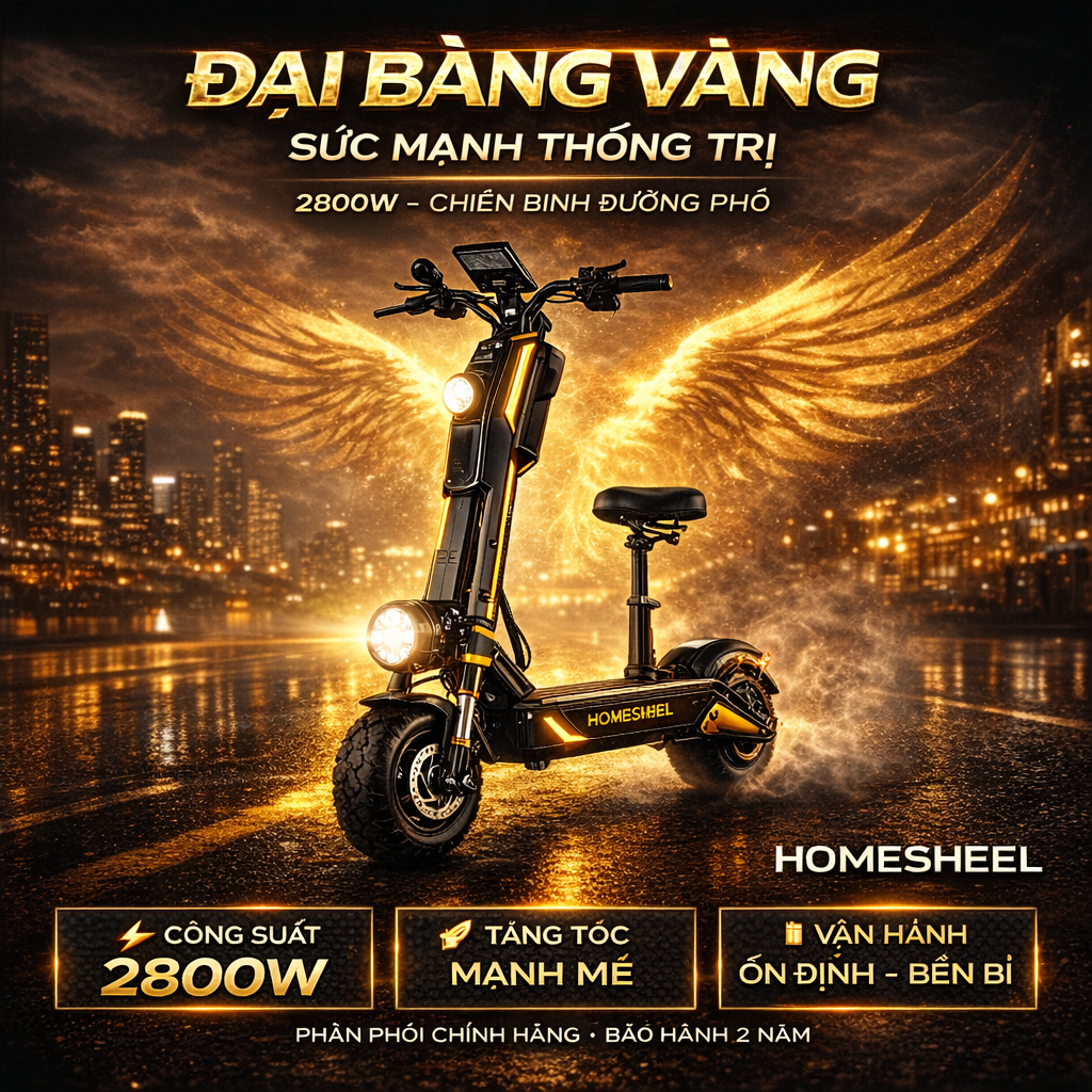 Scooter điện Homesheel The Beast S1 Plus 2400W màu đỏ đen, lốp offroad 11 inch, tốc độ tối đa 70km/h, chính hãng