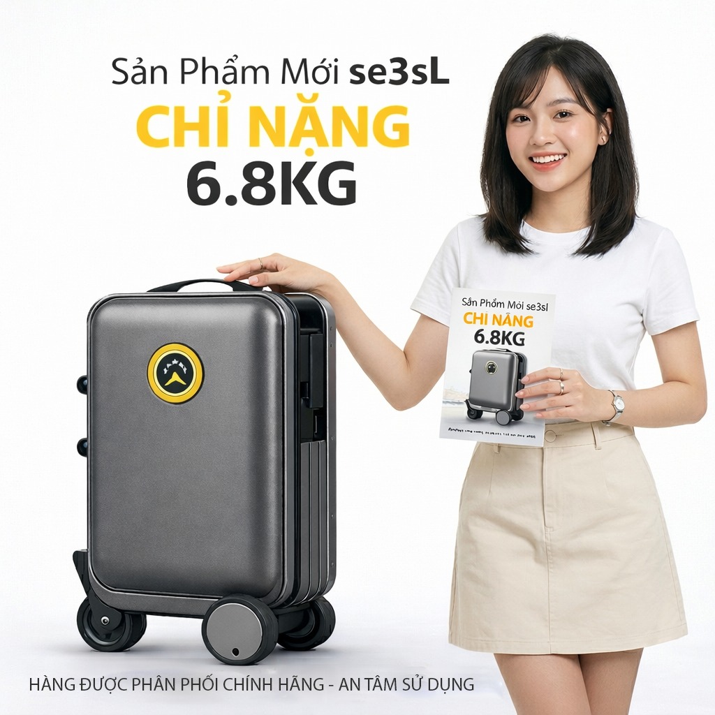 Vali điện HOMESHEEL Airwheel SE3SL 6.8kg màu đen phiên bản quốc tế chính hãng
