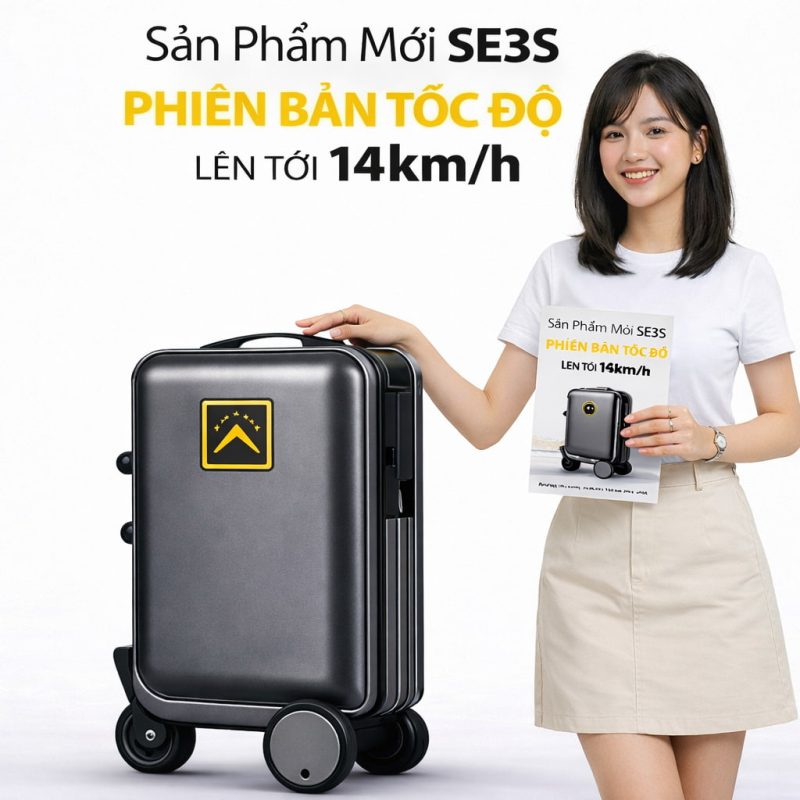Vali điện HOMESHEEL Airwheel SE3SL tốc độ 14km/h, thiết kế nhỏ gọn, có thể ngồi di chuyển tiện lợi