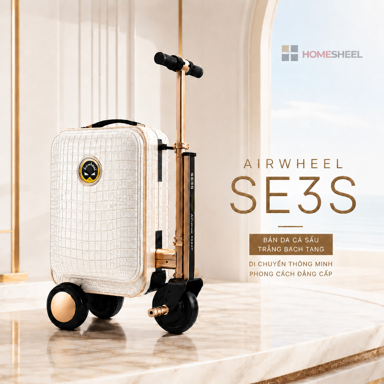 Vali Điện HOMESHEEL Rare White Da Cá Sấu Trắng (2)